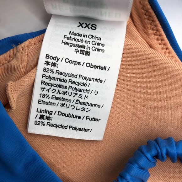 J.Crew Scrunchie-Strap Squareneck Sports Bra Style Bikini Swim Top Blue XXS - Picture 4 of 5